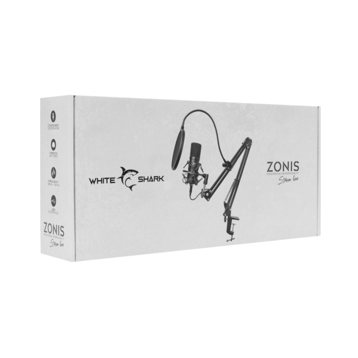 mikrofon White Shark ZONIS z ramieniem pop filtrem i uchwytem antywstrząsowym